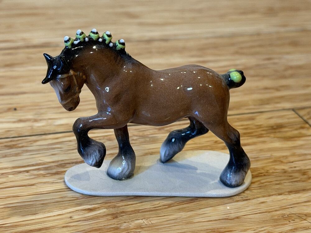 Hagen Renaker Miniature, Clydesdale Draft Horse on Base Retired #3127 VTG 2.75”